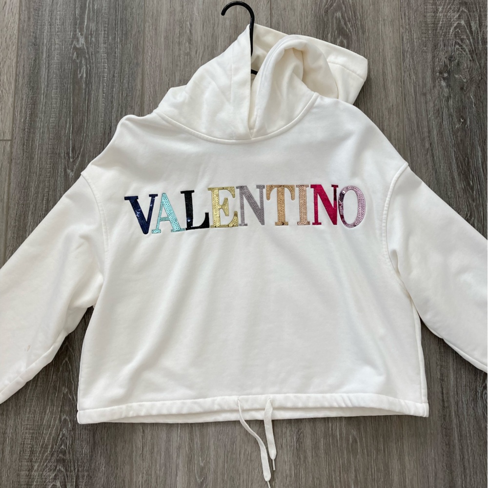 Valentino White Hoodie with Colorful Lettering